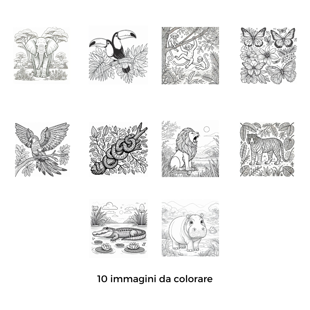 Colora la Giungla – Album da Colorare con Animali Selvaggi per Bambini